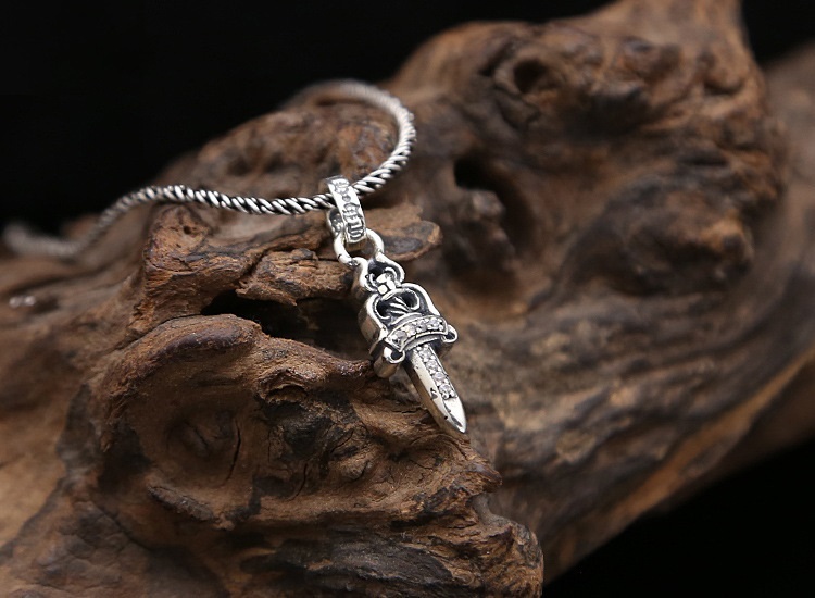 925 sterling silver handmade vintage jewelry necklace pendant without chain American European antique silver designer sword pendants with stones for men and women