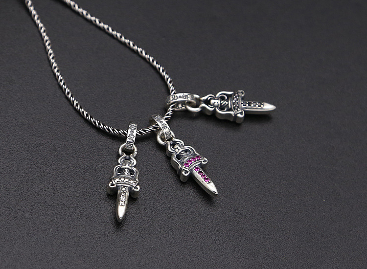 925 sterling silver handmade vintage jewelry necklace pendant without chain American European antique silver designer sword pendants with stones for men and women