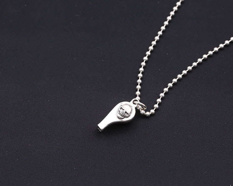 925 sterling silver handmade designer jewelry necklace pendant without chain American European Gothic punk style antique silver vintage skull whistle pendants for men and women