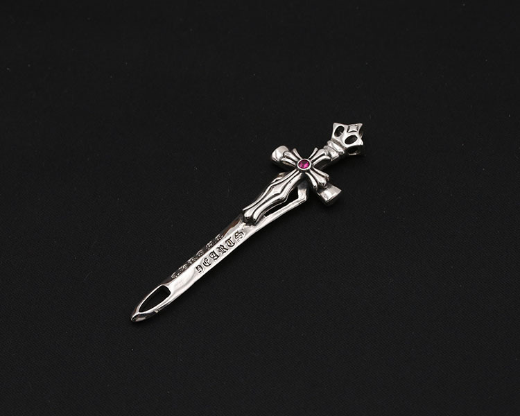 925 sterling silver handmade luxury jewelry gothic punk style necklace pendant without chain American European antique silver designer cross sword pendants