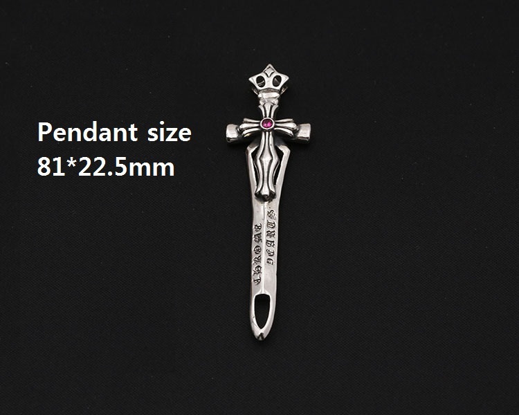 925 sterling silver handmade luxury jewelry gothic punk style necklace pendant without chain American European antique silver designer cross sword pendants