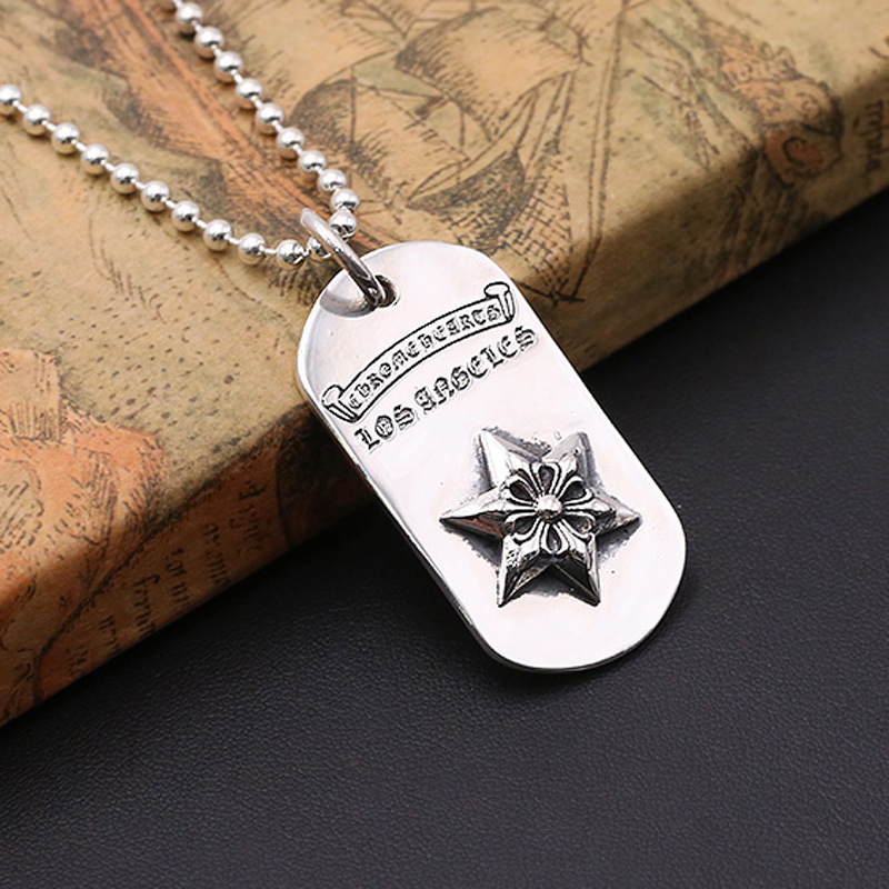 Six-pointed Star Badge Pendant Necklaces 925 Sterling Silver Ball chain Vintage Gothic Punk Hip-hop fashion Timeless Jewelry Accessories Gifts For Men Women 50 55 cm