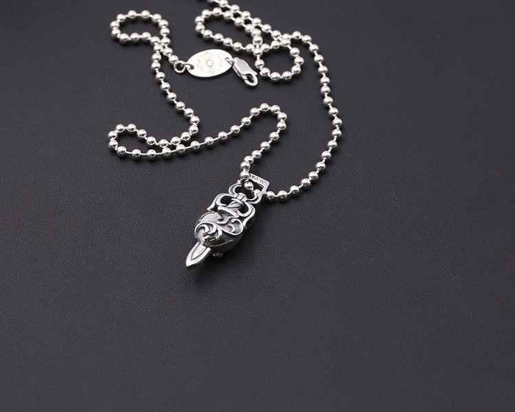 925 sterling silver handmade vintage jewelry necklace pendant without chain American European gothic punk style antique silver designer heart and sword pendants