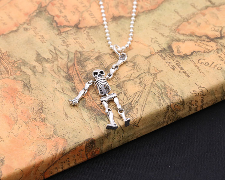 Skulll Skeleton Pendant Necklaces 925 Sterling Silver Ball chain Vintage Gothic Punk Hip-hop fashion Timeless Jewelry Accessories Gifts For Men Women 50 55 60 65 cm