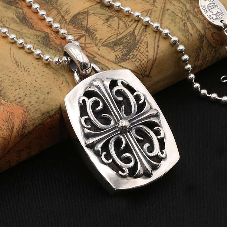 925 sterling silver handmade vintage jewelry necklace pendant without chain American European antique silver designer cross flower pendants for men and women