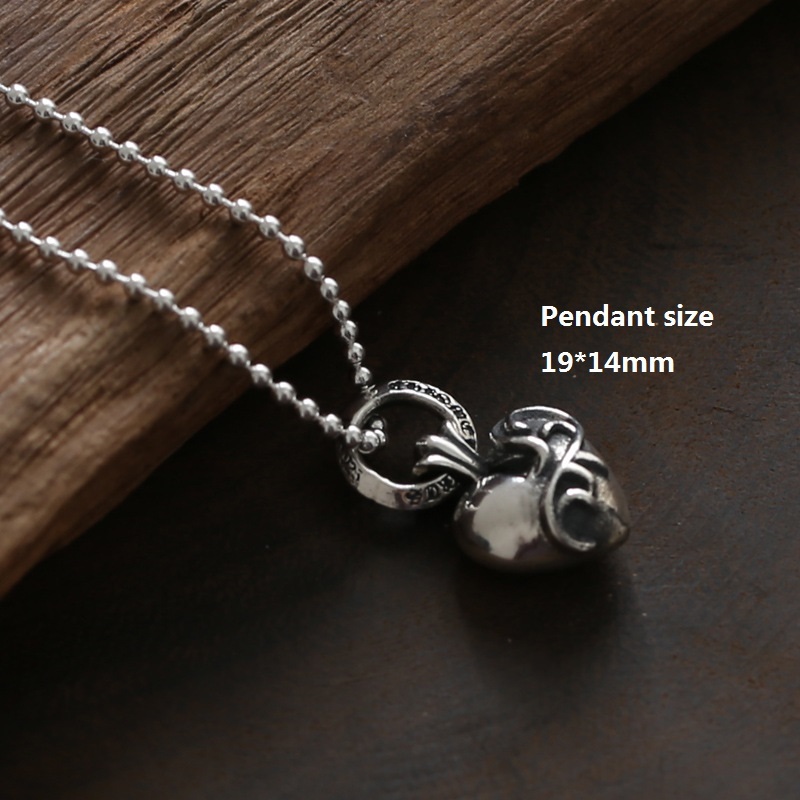 925 sterling silver handmade vintage jewelry necklace pendant without chain American European gothic punk style antique silver designer scroll heart pendants