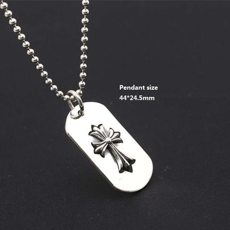 Cross Badge Pendant Necklaces 925 Sterling Silver Ball chain Vintage Gothic Punk Hip-hop fashion Timeless Jewelry Accessories Gifts For Men Women 50 55 cm