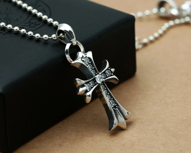 Crosses Pendant Necklaces 925 Sterling Silver Ball chain White Red Black Stones Vintage Gothic Punk Hip-hop fashion Timeless Jewelry Accessories Gifts For Men Women