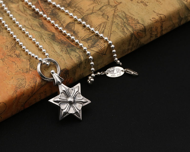 925 sterling silver handmade vintage jewelry necklace pendant without chain American European gothic punk style antique silver designer six-pointed stars pendants Large and small sizes