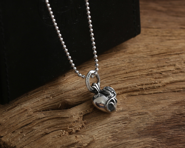 925 sterling silver handmade vintage jewelry necklace pendant without chain American European gothic punk style antique silver designer scroll heart pendants