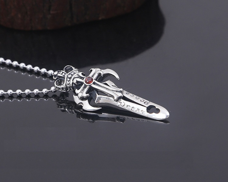 925 sterling silver handmade vintage jewelry necklace pendant without chain American European gothic punk style antique silver designer sword pendants