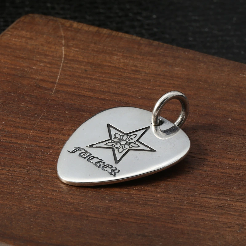 Five-pointed Star Guitar Picks Pendant Necklaces  925 Sterling Silver Ball chain Vintage Gothic Punk Hip-hop Fashion Timeless Jewelry Accessories Gifts For Men Women