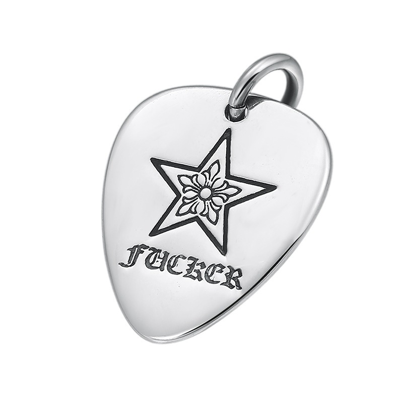 Five-pointed Star Guitar Picks Pendant Necklaces  925 Sterling Silver Ball chain Vintage Gothic Punk Hip-hop Fashion Timeless Jewelry Accessories Gifts For Men Women