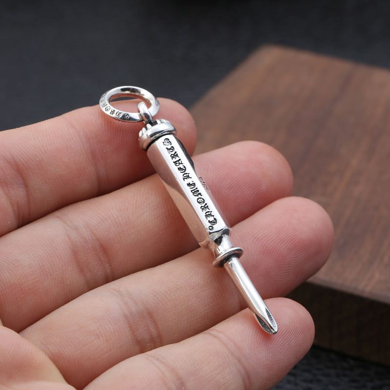 Screwdriver Pendant Necklaces Cross 925 Sterling Silver Ball chain Vintage Gothic Punk Hip-hop Fashion Timeless Jewelry Accessories Gifts For Men Women 50 55 60 cm