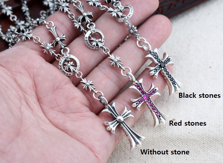 Cross Pendant Necklaces Adjustable 925 Sterling Silver Crosses Link chain Vintage Gothic Punk Hip-hop Handmade Fine Jewelry Accessories Gift For Women 60 65 70 75 cm