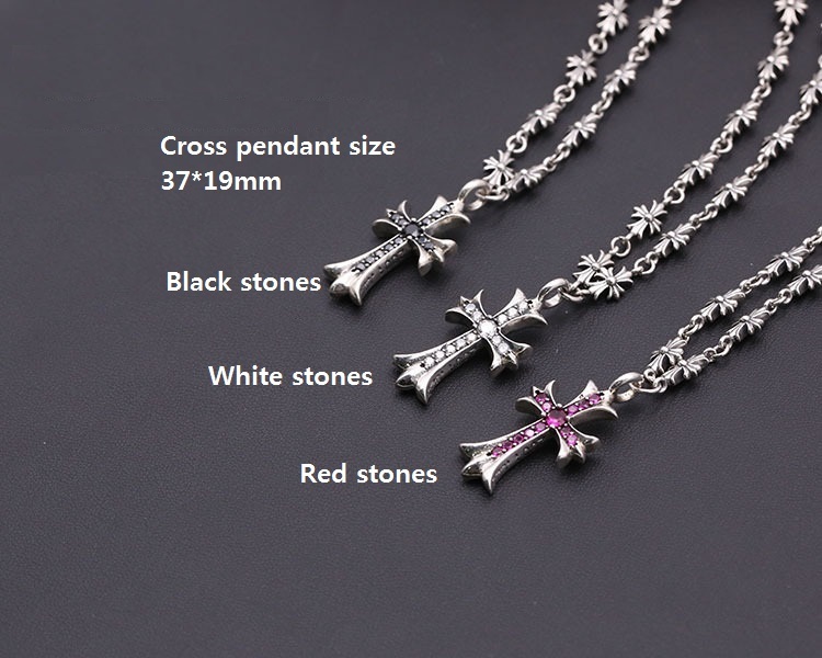 Cross Pendant Necklaces 925 Sterling Silver Crosses Link chain Vintage Gothic Punk Hip-hop Handmade Fine Jewelry Accessories Gifts For Women 45 50 55 60 70 80cm