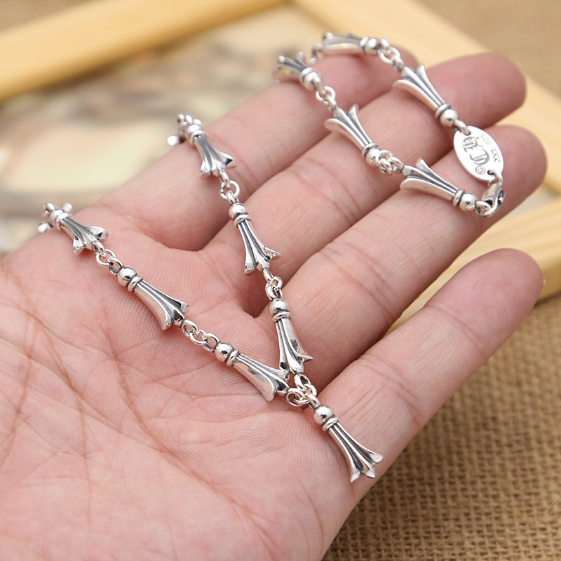 Crosstail Links Chains 925 Sterling Silver Necklaces 50 cm Gothic Punk Vintage Handmade Designer Chain Luxury Fine Jewelry Accessories Gifts for Men Women