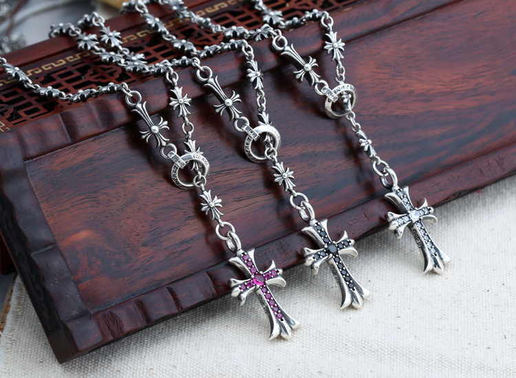 Cross Pendant Necklaces Adjustable 925 Sterling Silver Crosses Link chain Vintage Gothic Punk Hip-hop Handmade Fine Jewelry Accessories Gift For Women 60 65 70 75 cm