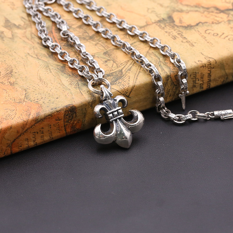 Gothic vintage style 925 sterling silver handmade necklace luxury jewelry American European antique silver designer Anchor pendant necklaces