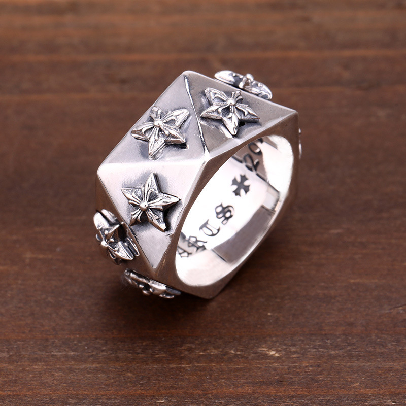925 sterling silver handmade vintage band rings American European Gothic punk style antique silver crosses anchors sowrds stars designer luxury brand jewelry rings