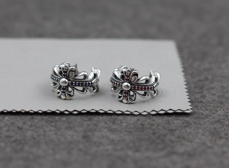 Vintage 925 sterling silver handmade crosses adjustable rings with stones American European Gothic punk style antique silver designer luxury brand jewelry rings