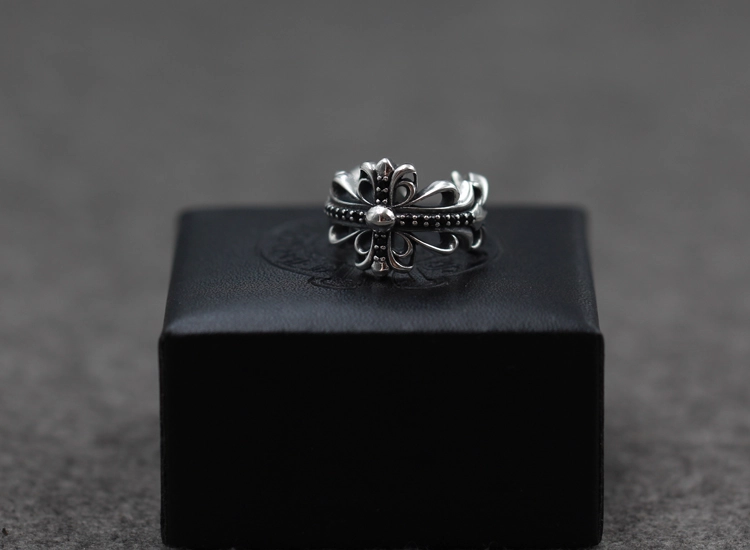 Vintage 925 sterling silver handmade crosses adjustable rings with stones American European Gothic punk style antique silver designer luxury brand jewelry rings