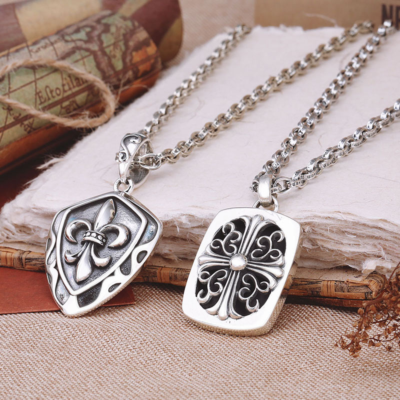 925 sterling silver handmade vintage cross necklace pendant without chain American European gothic punk style antique silver designer Luxury brand jewelry pendants