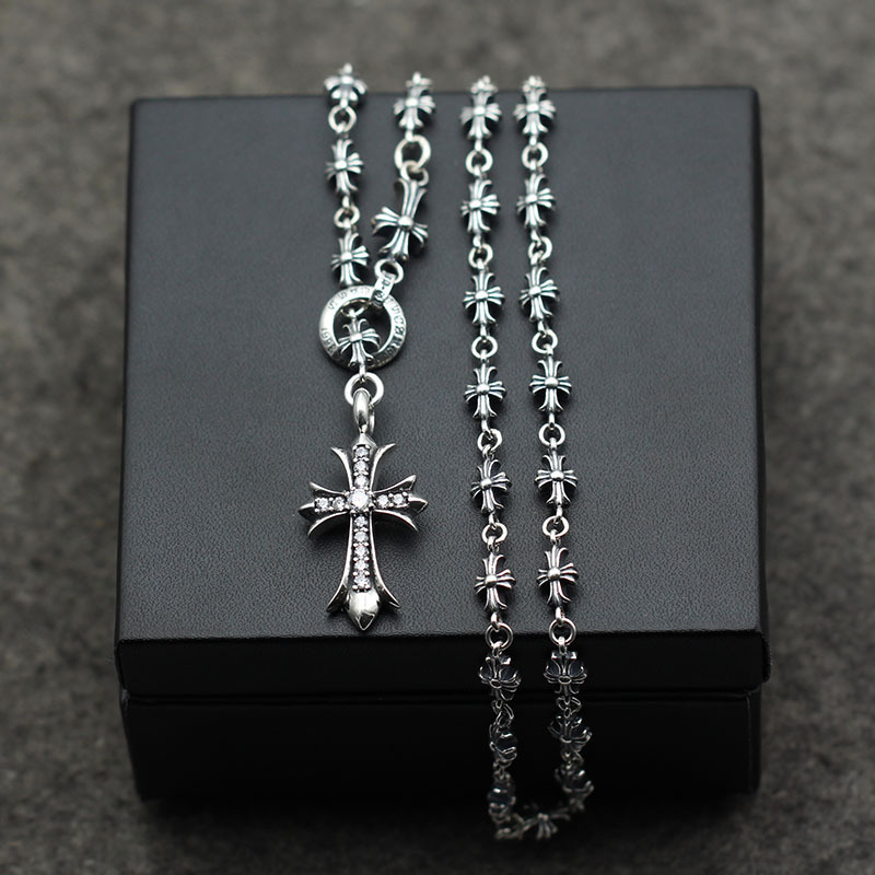 Cross Pendant Necklaces Adjustable 925 Sterling Silver Crosses Link chain Vintage Gothic Punk Hip-hop Handmade Fine Jewelry Accessories Gift For Women 60 65 70 75 cm