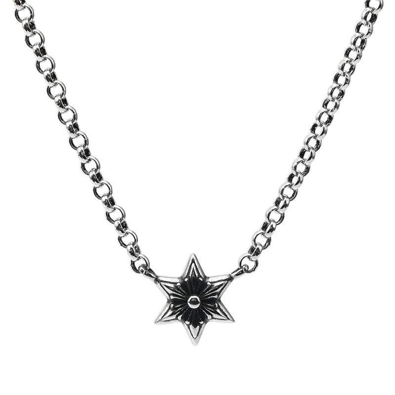 Gothic vintage style 925 sterling silver handmade star pendant necklace luxury jewelry American European antique silver designer necklaces