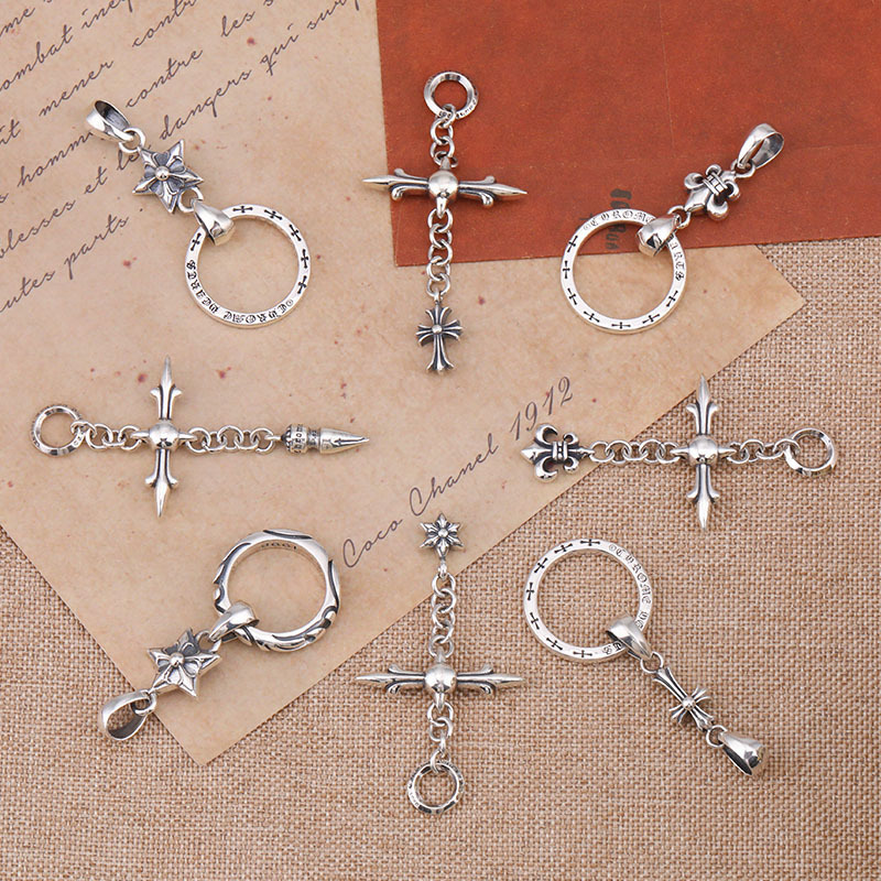925 sterling silver handmade vintage cross necklace pendant without chain American European gothic punk style antique silver designer Luxury brand jewelry pendants