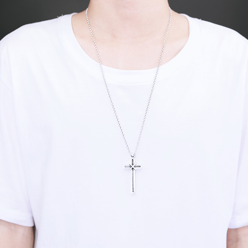 925 sterling silver handmade vintage cross necklace pendant without chain American European gothic punk style antique silver designer Luxury brand jewelry pendants