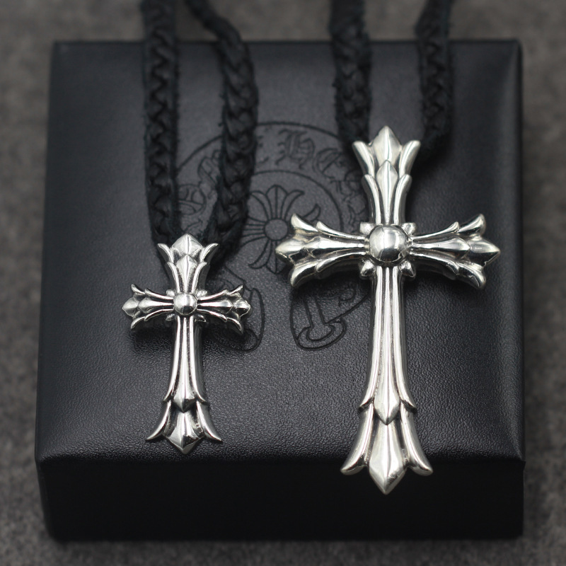 925 sterling silver handmade vintage cross necklace pendant without chain American European gothic punk style antique silver designer Luxury brand jewelry pendants