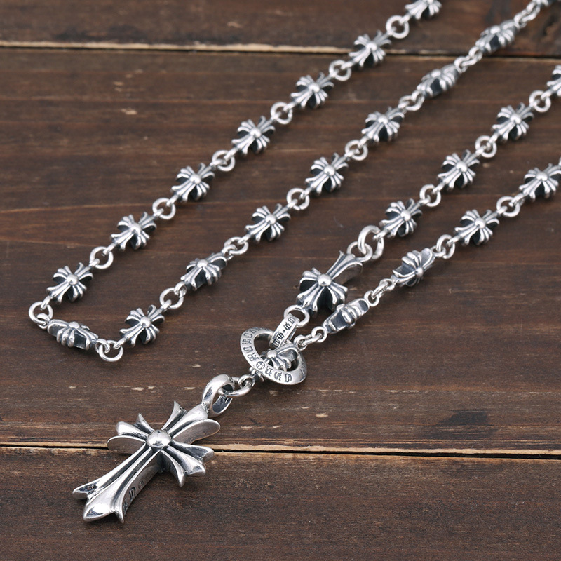 Cross Pendant Necklaces Adjustable 925 Sterling Silver Crosses Link chain Vintage Gothic Punk Hip-hop Handmade Fine Jewelry Accessories Gift For Women 60 65 70 75 cm