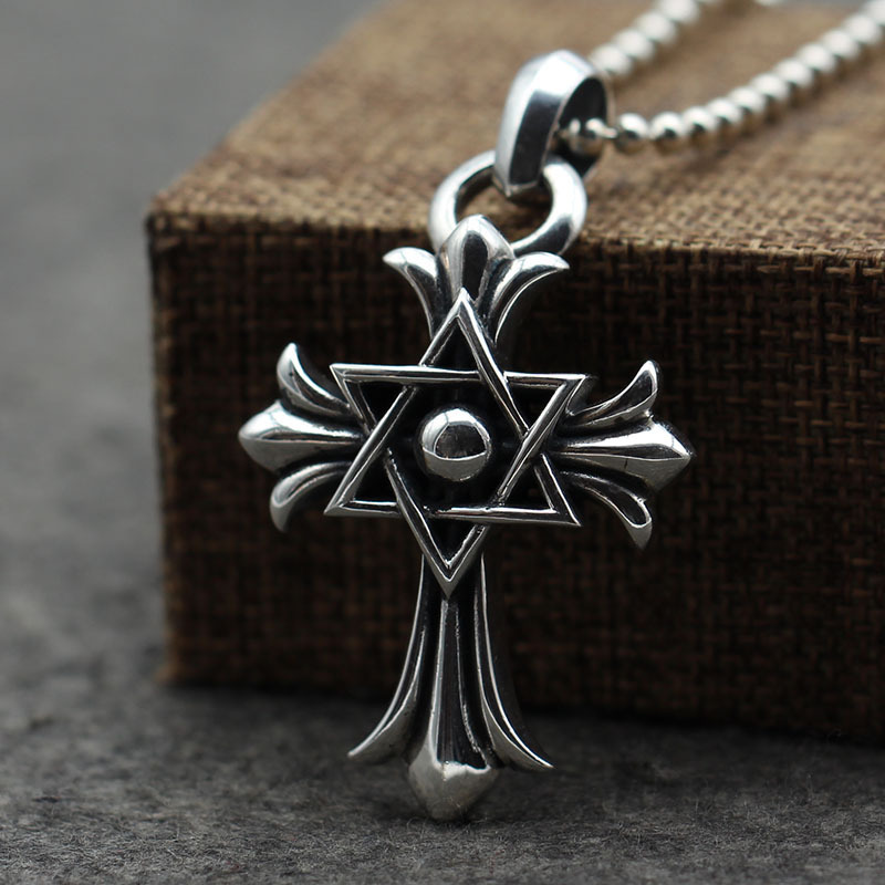 925 sterling silver handmade vintage cross necklace pendant without chain American European gothic punk style antique silver designer Luxury brand jewelry pendants