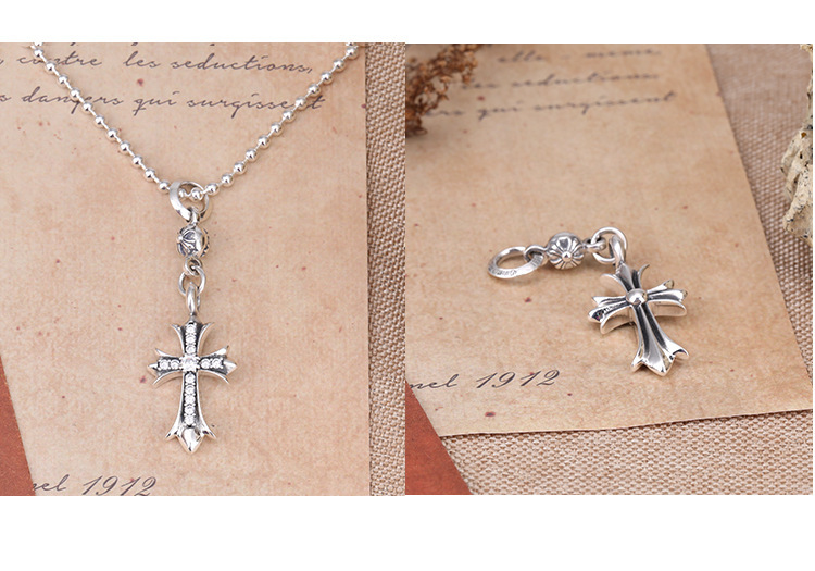 925 sterling silver handmade vintage cross necklace pendant without chain American European gothic punk style antique silver designer Luxury brand jewelry pendants