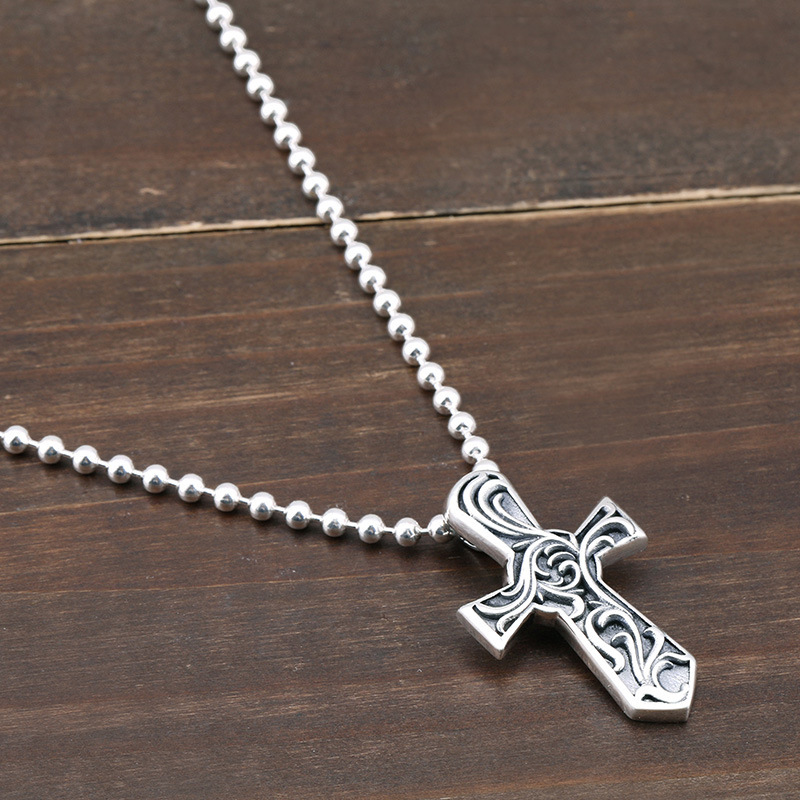 925 sterling silver handmade vintage scroll cross necklace pendant without chain American European gothic punk style antique silver designer Luxury brand jewelry pendants