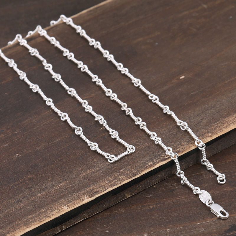 925 sterling silver handmade bone chain necklace luxury jewelry American European antique silver designer necklaces