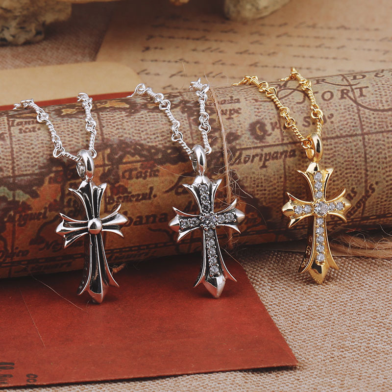 925 sterling silver handmade vintage cross necklace pendant without chain American European gothic punk style antique silver designer Luxury brand jewelry pendants