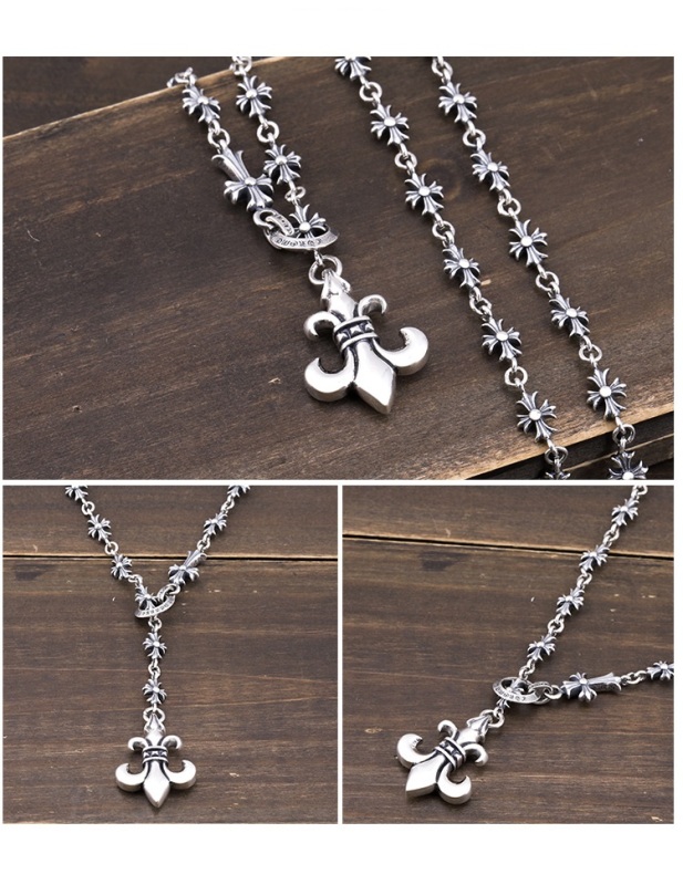 Gothic vintage style 925 sterling silver handmade cross pendant adjustable necklace luxury jewelry American European antique silver designer necklaces