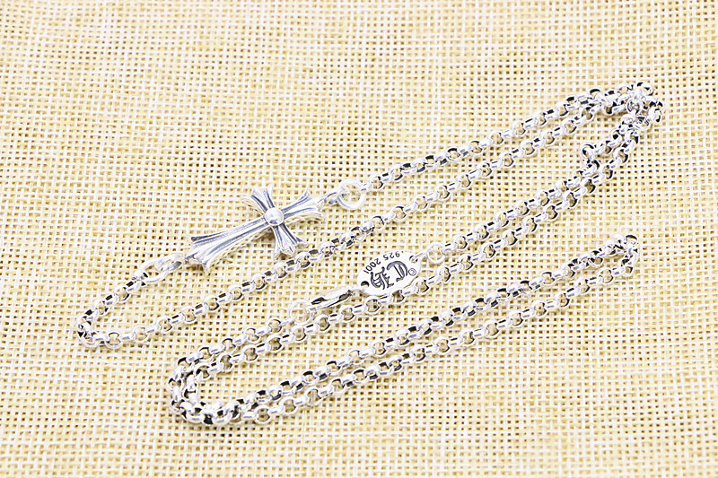 Gothic vintage style 925 sterling silver handmade cross pendant necklace luxury jewelry American European antique silver designer necklaces