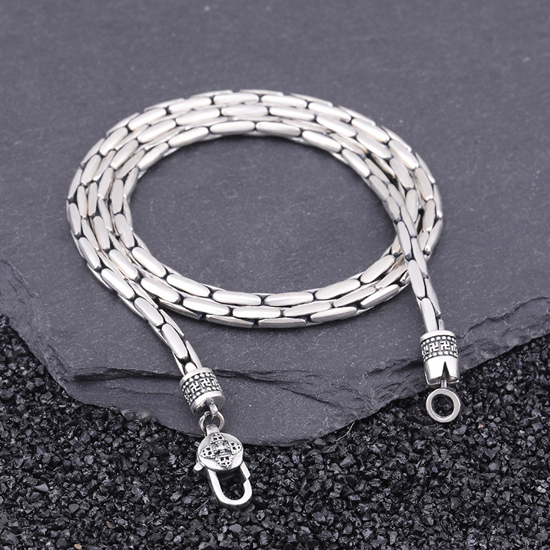 Gothic vintage 925 sterling silver handmade chain necklace luxury jewelry American European punk style antique silver designer necklaces