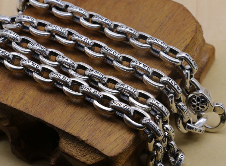 925 sterling silver handmade chain necklace luxury jewelry American European antique silver designer thick link chain necklaces