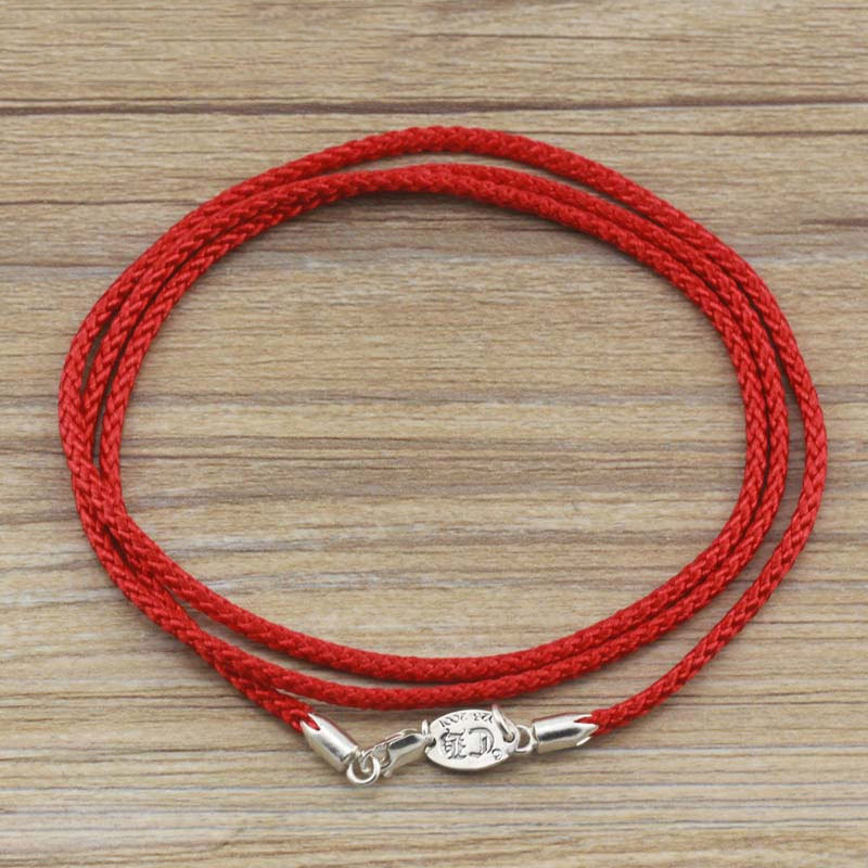 Gothic vintage style 925 sterling silver handmade red braided cord necklace luxury jewelry American European antique silver designer necklaces