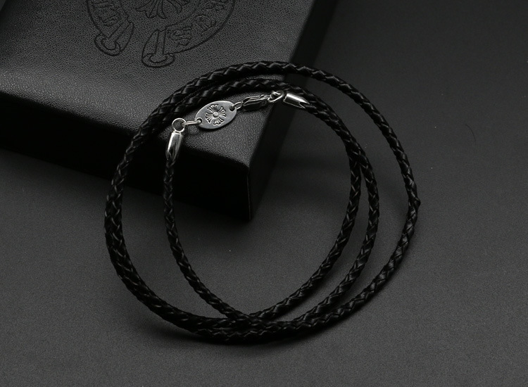 Black Leather Chain Necklaces 925 Sterling Silver End Caps Braided Links 50 55 60 65 70 75 cm Gothic Punk Chains Necklace Fine Jewelry Accessories Gifts for Men Women