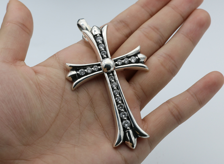 925 sterling silver handmade vintage cross necklace pendant without chain American European gothic punk style antique silver designer Luxury brand jewelry pendants