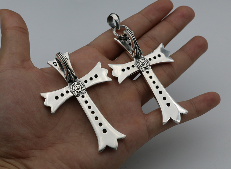 925 sterling silver handmade vintage cross necklace pendant without chain American European gothic punk style antique silver designer Luxury brand jewelry pendants