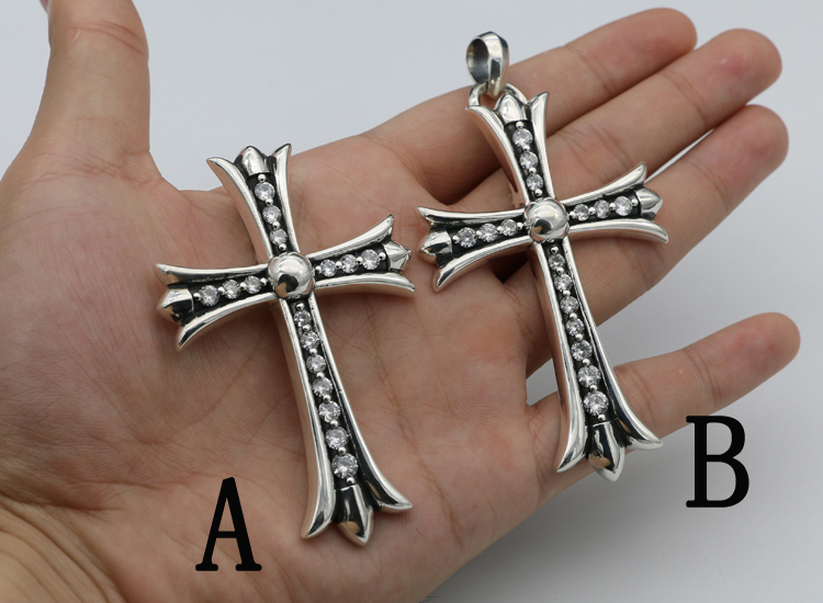 925 sterling silver handmade vintage cross necklace pendant without chain American European gothic punk style antique silver designer Luxury brand jewelry pendants