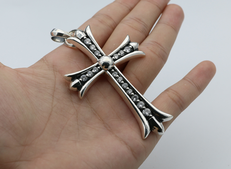 925 sterling silver handmade vintage cross necklace pendant without chain American European gothic punk style antique silver designer Luxury brand jewelry pendants