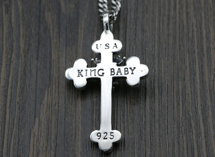 925 sterling silver handmade vintage Crown cross necklace pendant without chain American European gothic punk style antique silver designer Luxury brand jewelry pendants
