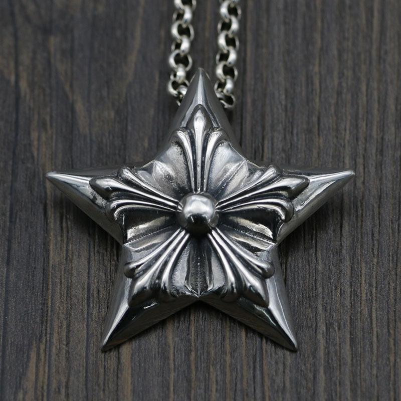 925 sterling silver handmade five-pointed star vintage necklace pendant without chain American European gothic punk style antique silver designer Luxury brand jewelry pendants